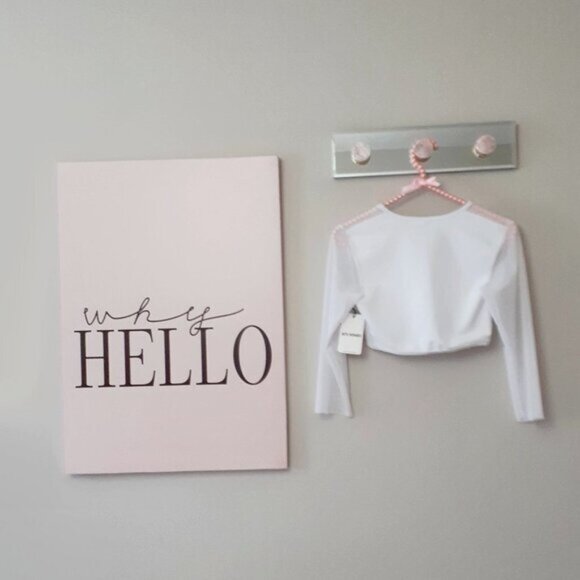 NWT Beth Richards white mesh accented long sleeve swim top - Picture 5 of 8